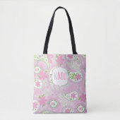 Monogram Roze Custom  Paisley Tote Bag (Voorkant)