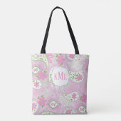 Monogram Roze Custom  Paisley Tote Bag (Achterkant)
