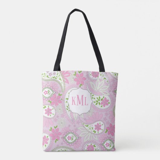 Monogram Roze Custom  Paisley Tote Bag (Achterkant)