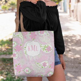 Monogram Roze Custom  Paisley Tote Bag