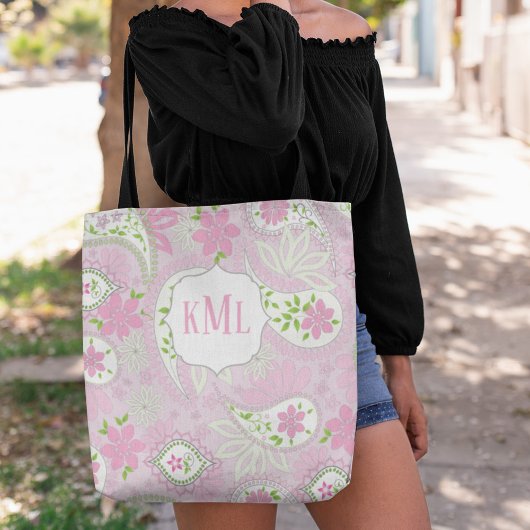 Monogram Roze Custom  Paisley Tote Bag
