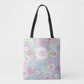 Monogram Roze Custom Stijlvolle Paisley Tote Bag (Voorkant)