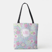 Monogram Roze Custom Stijlvolle Paisley Tote Bag (Achterkant)