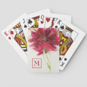 Monogram | Roze Daisy on White Speelkaarten (Achterkant)