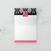 Monogram Roze Damast Trouwfoto Bedankt #2 (Binnen)