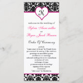 monogram roze damast Trouwprogramma Programmakaart (Voorkant)