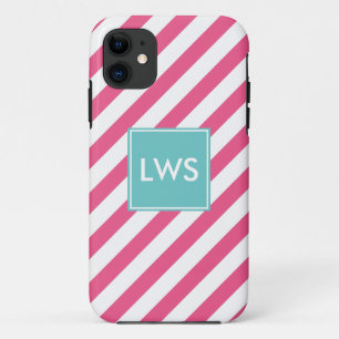 Monogram roze diagonaal strepen Case-Mate iPhone case