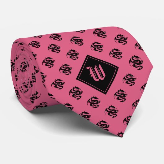 Monogram Roze Draak Stropdas (Opgerold)