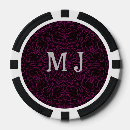 Monogram roze dromen caleidoscoop patroon poker chips (Voorkant)