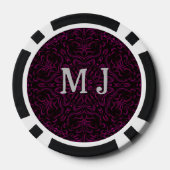 Monogram roze dromen caleidoscoop patroon poker chips (Achterkant)