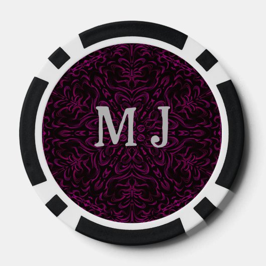 Monogram roze dromen caleidoscoop patroon poker chips (Achterkant)