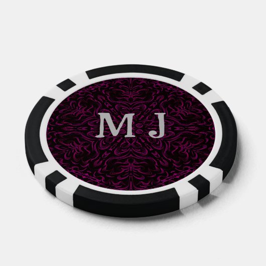 Monogram roze dromen caleidoscoop patroon poker chips (Enkel)