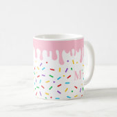 Monogram roze druppel en sprinkhaan ijs koffiemok (Voorkant rechts)