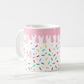 Monogram roze druppel en sprinkhaan ijs koffiemok (Voorkant links)