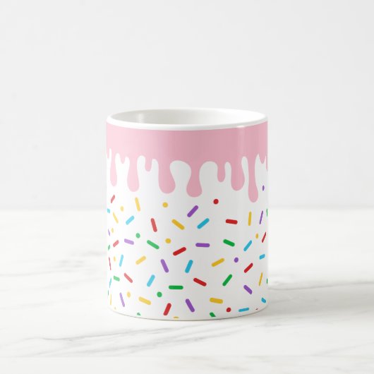 Monogram roze druppel en sprinkhaan ijs koffiemok (Center)