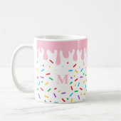 Monogram roze druppel en sprinkhaan ijs koffiemok (Links)
