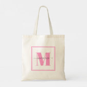 Monogram Roze Eenvoudig Minimalistisch Mooie Aange Tote Bag (Achterkant)