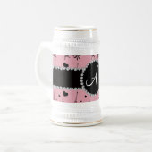 Monogram  roze eiffeltorpatroon bierpul (Voorkant links)