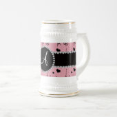 Monogram  roze eiffeltorpatroon bierpul (Voorkant rechts)