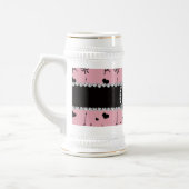 Monogram  roze eiffeltorpatroon bierpul (Links)