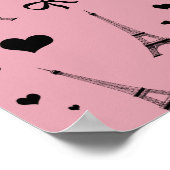 Monogram  roze eiffeltorpatroon poster (Hoek)