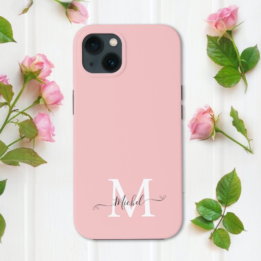 Monogram roze | Elegant minimalistisch Case-Mate iPhone Case