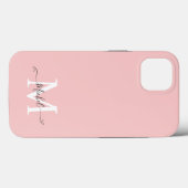 Monogram roze | Elegant minimalistisch Case-Mate iPhone Case (Achterkant (horizontaal))