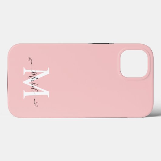 Monogram roze | Elegant minimalistisch Case-Mate iPhone Case (Achterkant (horizontaal))