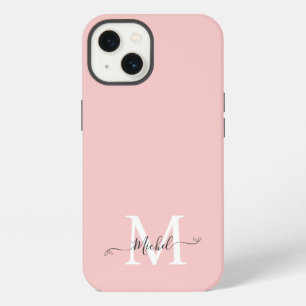 Monogram roze Elegant minimalistisch iPhone 13 Hoesje