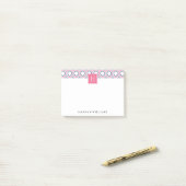 Monogram roze en blauw geometrisch patroon post-it® notes (Op bureau)