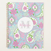 Monogram Roze en Blauw Paisley Custom Planner (Voorkant)