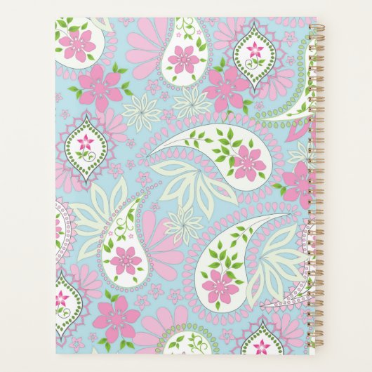Monogram Roze en Blauw Paisley Custom Planner (Achterkant)