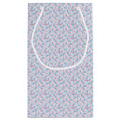 Monogram Roze en Blauw Squares Small Gift Bag Klein Cadeauzakje (Achterkant)