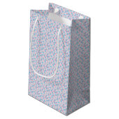Monogram Roze en Blauw Squares Small Gift Bag Klein Cadeauzakje (Achterkant Gekanteld)