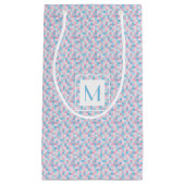 Monogram Roze en Blauw Squares Small Gift Bag Klein Cadeauzakje (Voorkant)