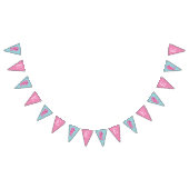 Monogram roze en blauw zeepaardje onder het Zee Vlaggetjes (Alle)