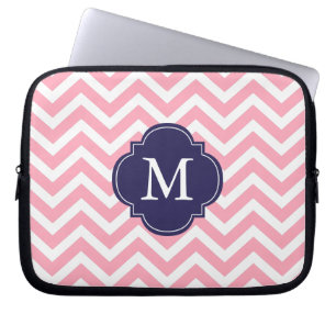 Monogram roze en blauw Zigzags Laptop Sleeve