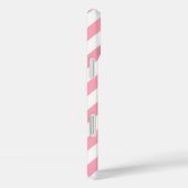 Monogram roze en blauwe diagonale strepen Case-Mate iPhone case (Achterkant / Rechts)