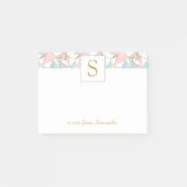 Monogram roze en blauwe geometrische driehoek post-it® notes (Voorkant)