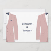 Monogram roze en blauwe homohuwelijk RSVP kaart (Achterkant)