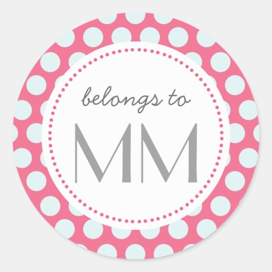 Monogram Roze en Blauwe Stippen - DIY Labels (Voorkant)