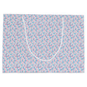 Monogram Roze en Blauwe Vierkantjes Grote Gift Bag Groot Cadeauzakje (Achterkant)