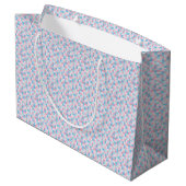 Monogram Roze en Blauwe Vierkantjes Grote Gift Bag Groot Cadeauzakje (Achterkant Gekanteld)