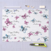 Monogram roze en blauwe vlinder tissuepapier (Craft)