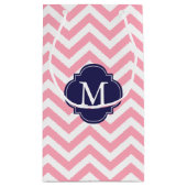 Monogram roze en blauwe zigzag klein cadeauzakje (Achterkant)