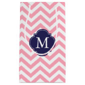 Monogram roze en blauwe zigzag klein cadeauzakje (Voorkant)