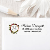 Monogram roze en Bourgogne Floral Lijst Etiket (Insitu)