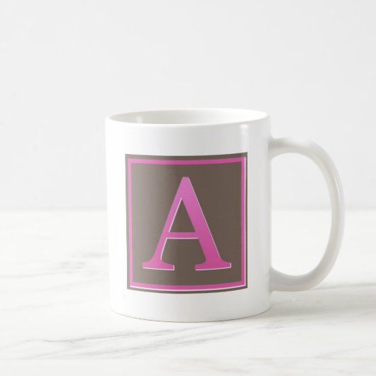 Monogram roze en bruin koffiemok (Rechts)