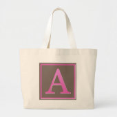 Monogram roze en bruine letter A Grote Tote Bag (Voorkant)