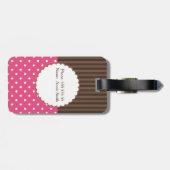 Monogram roze en bruine poka punts bagagelabel (Achterkant horizontaal)